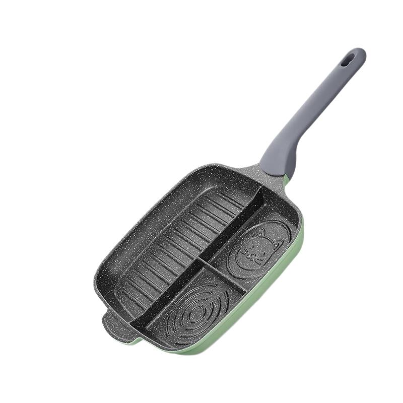 

COOKER KING Non-Stick Frying Pan, Flat Bottom Pan, Breakfast Steak Pan, 26cm, Compatible with Induction Cookers, Bamboo Green, JG26ZC зелений
