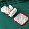 2PCS Christmas Oven Mitts and Pot Holders Set Heat Resistant Microwave Oven Gloves and Potholder for Kitchen Cooking Baking