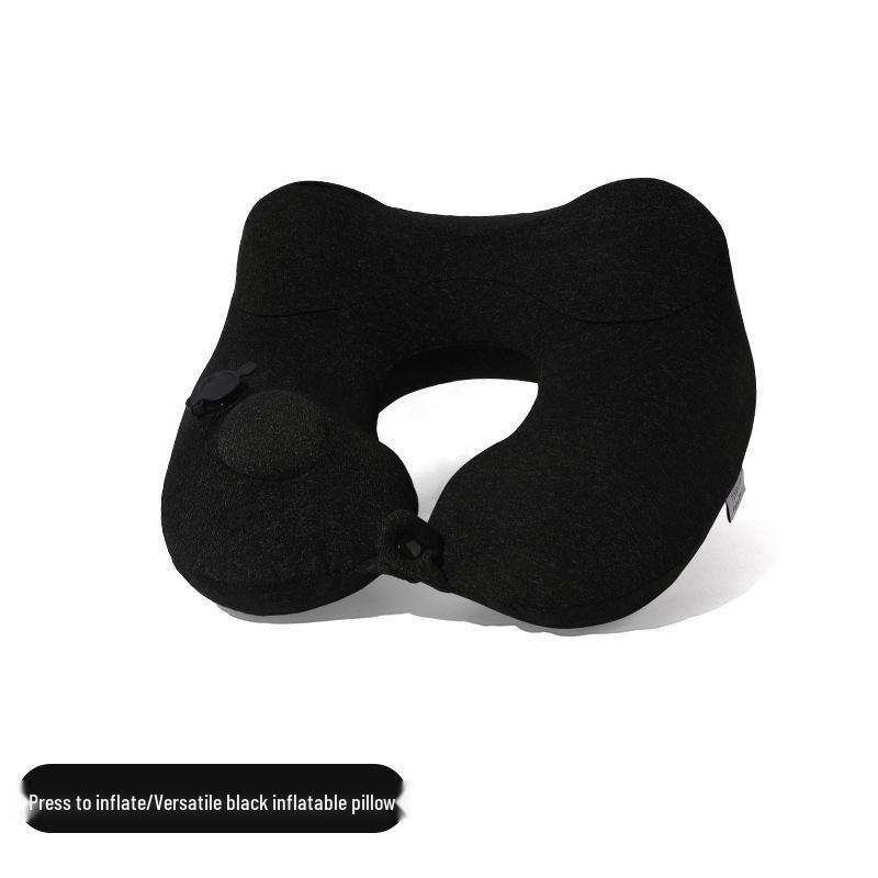 Inflatable U-shaped Travel Neck Pillow - Portable, Ergonomic, Height-Adjustable, Storable Milk Silk Design