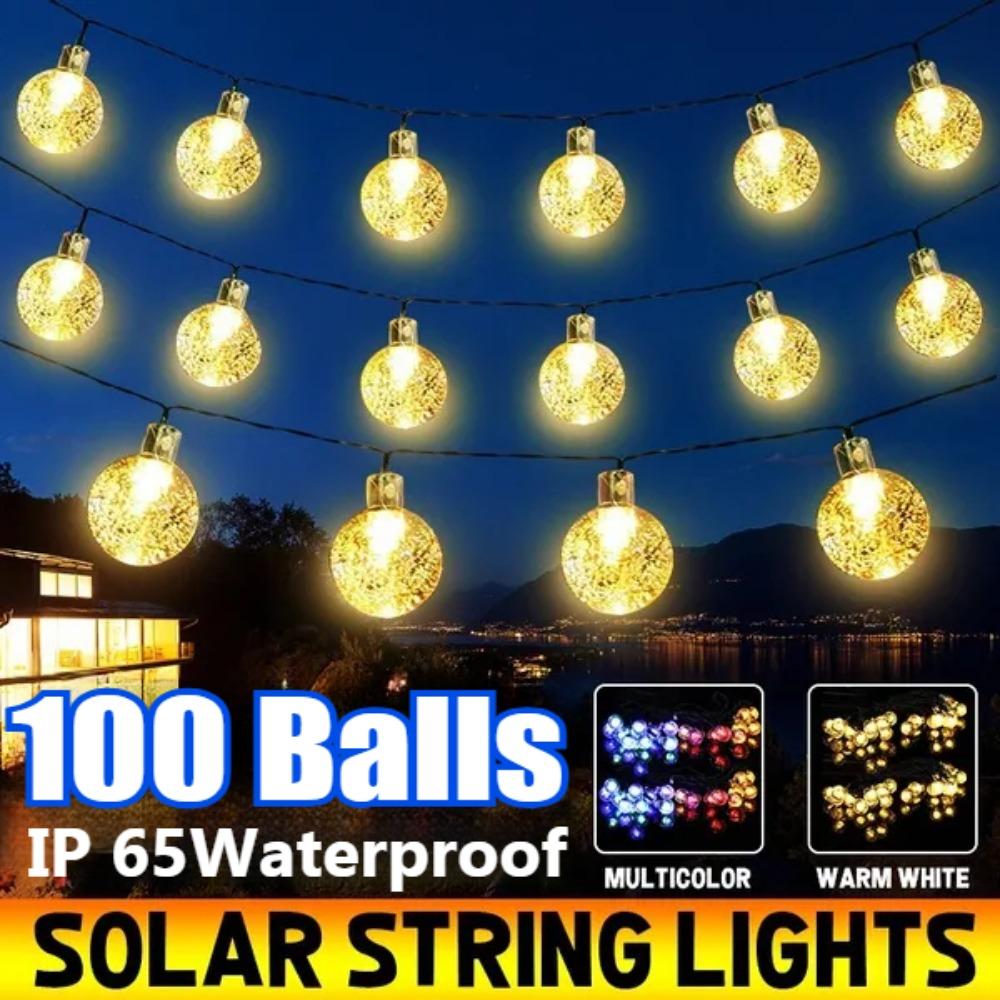 20/50/100Balls Garden Solar Lights 8 Modes Waterproof String Lights Outdoor Fairy Lights Globe Crystal Balls Decorative Lighting for Garden