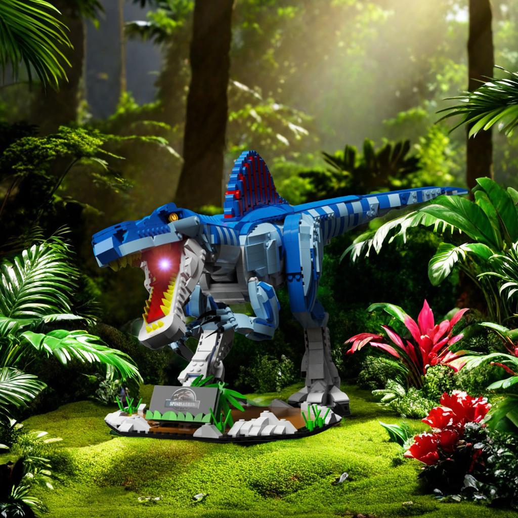Non-Toxic 2086Pcs Dinosaur Building Blocks Toys Model Blue Spine Dragon Assemble Puzzle Bricks Toy Sets For Kid Desktop Ornament Gifts