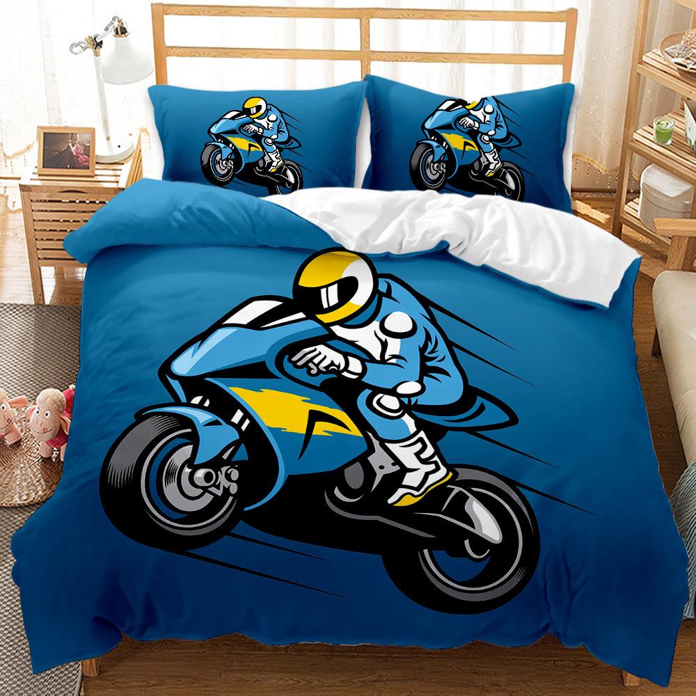 

Motorcycle Duvet Cover King Size Red Black Dirt Bike Bedding Microfiber Extreme Sports Theme Comforter Set for Boys EU single(135x200cm)