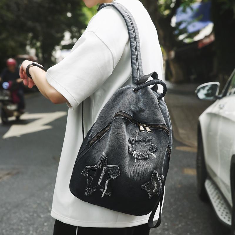 Rucsac Școlar pentru Elevi Rucsac Denim cu Gradient pentru Elevi de Gimnaziu