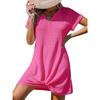 JPNTKY Women's Fashion Summer Spring Solid Color Print  V-Neck Short Sleeve Casual Dresses
