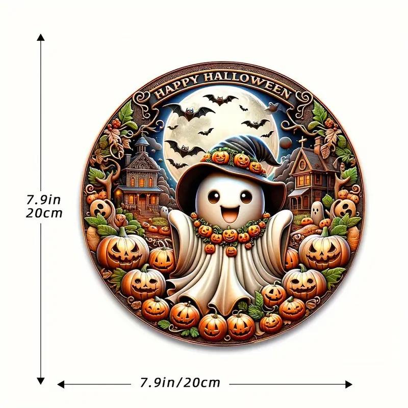 Pumpkin Wood Sign: Halloween Round Craft Door Pendant