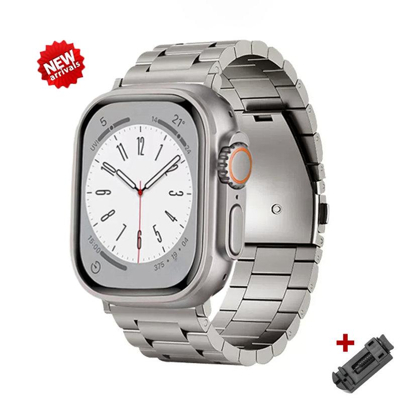 Luxury Titanium Bracelet For Apple Watch Ultra 2 49mm Series 9 41 45mm For iWatch 6 5 4 se 38mm 40 42mm 44mm Metal Business Band