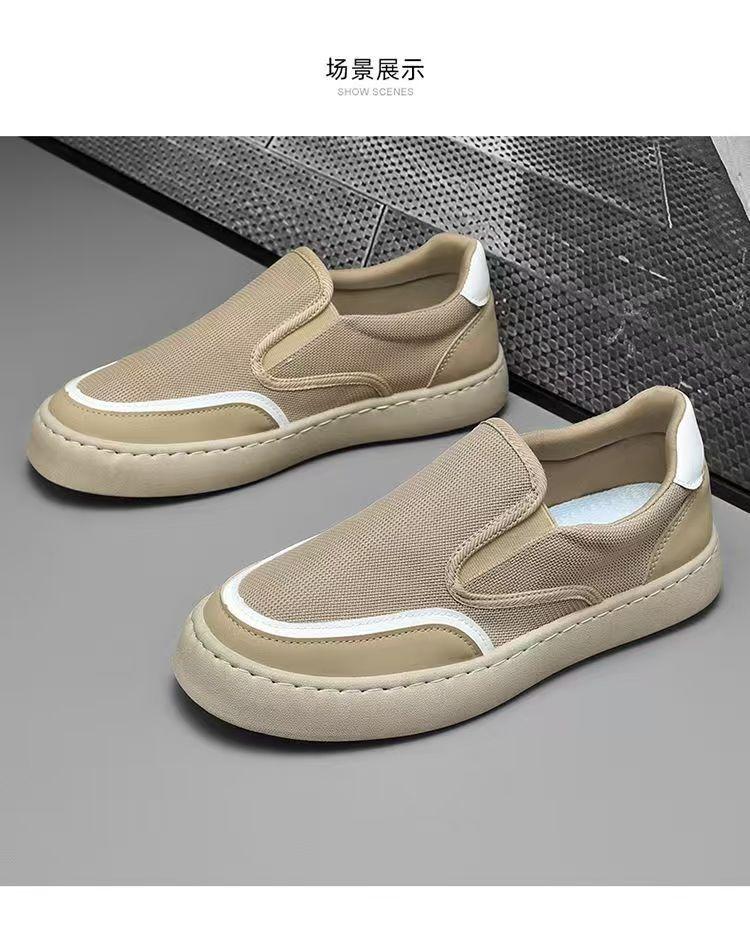 

Spring and summer new fly-woven breathable mesh shoes one-pedal lightweight men s casual shoes light luxury comfortable soft-soled cloth shoes men 44
