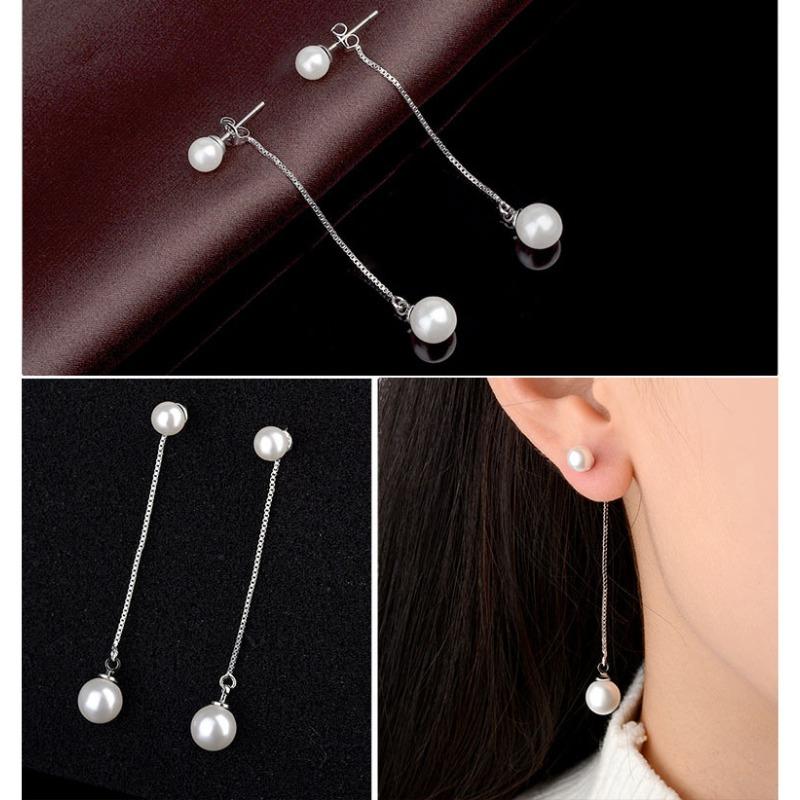 Tylne Wiszące Łańcuszki Kolczyki Kabel do Uszu Imitacja Perły Kolczyki z Frędzlami Długie Kolczyki Damskie Proste Kolczyki