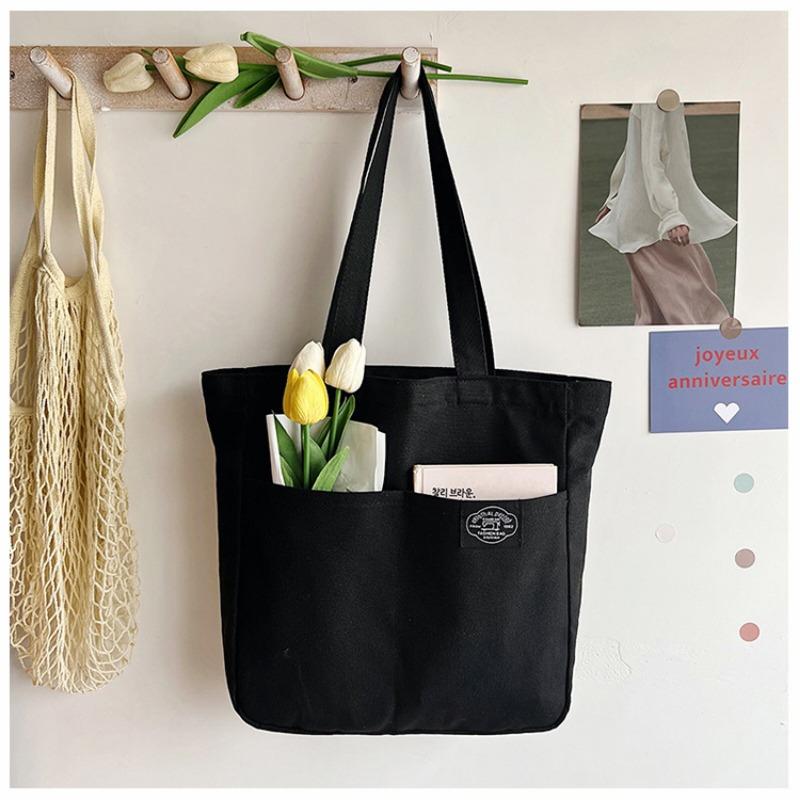 2025 Pure Color Simple Large Capacity Shoulder Bag Tote Shopping Bag