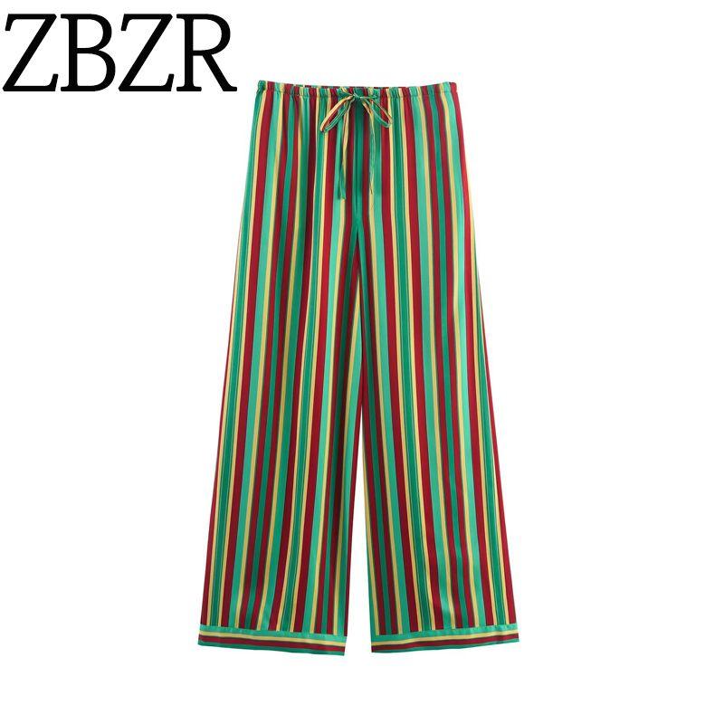Zbzr Spring New Women Clothes Western Style Fashion Temperament Stripe Pajamas Style Pants 8399021 330