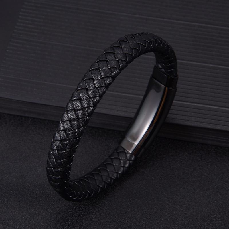 Lederarmband, Rindsleder-Schnur, Handgewebtes Lederarmband, Modeschmuck