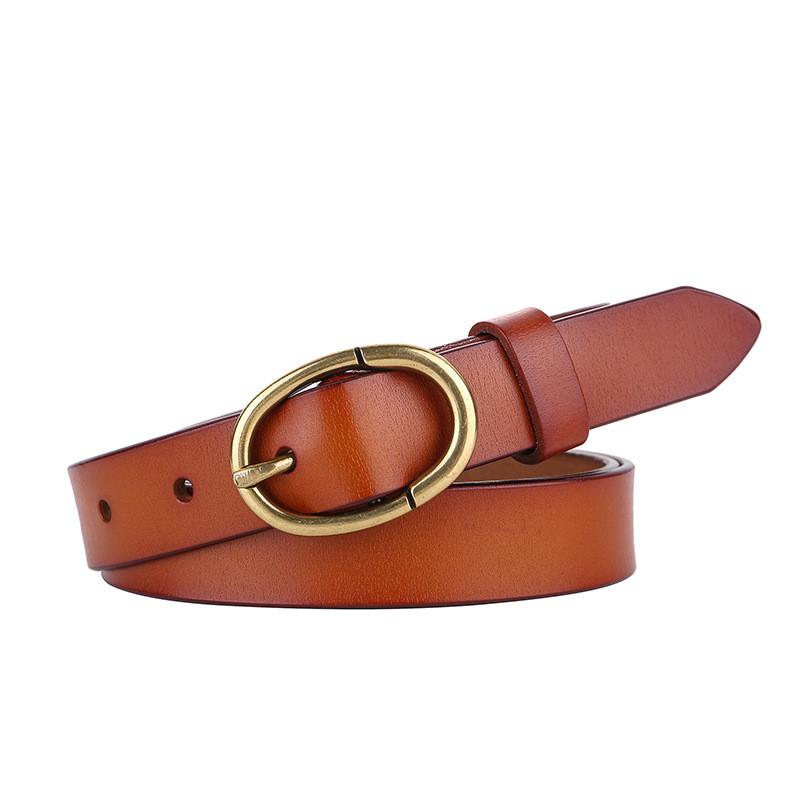 Classic Leather Womens Waist Belt With Alloy Closure For Elegant And Casual Looks
