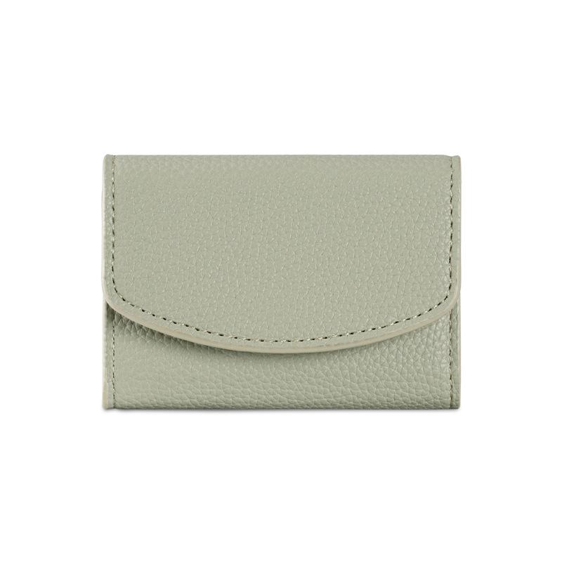 PU Japanese-style Short Three-fold Wallet Women's High-end Sense of Portable Coin Purse Fashion Buckle Wallet Large Capacity