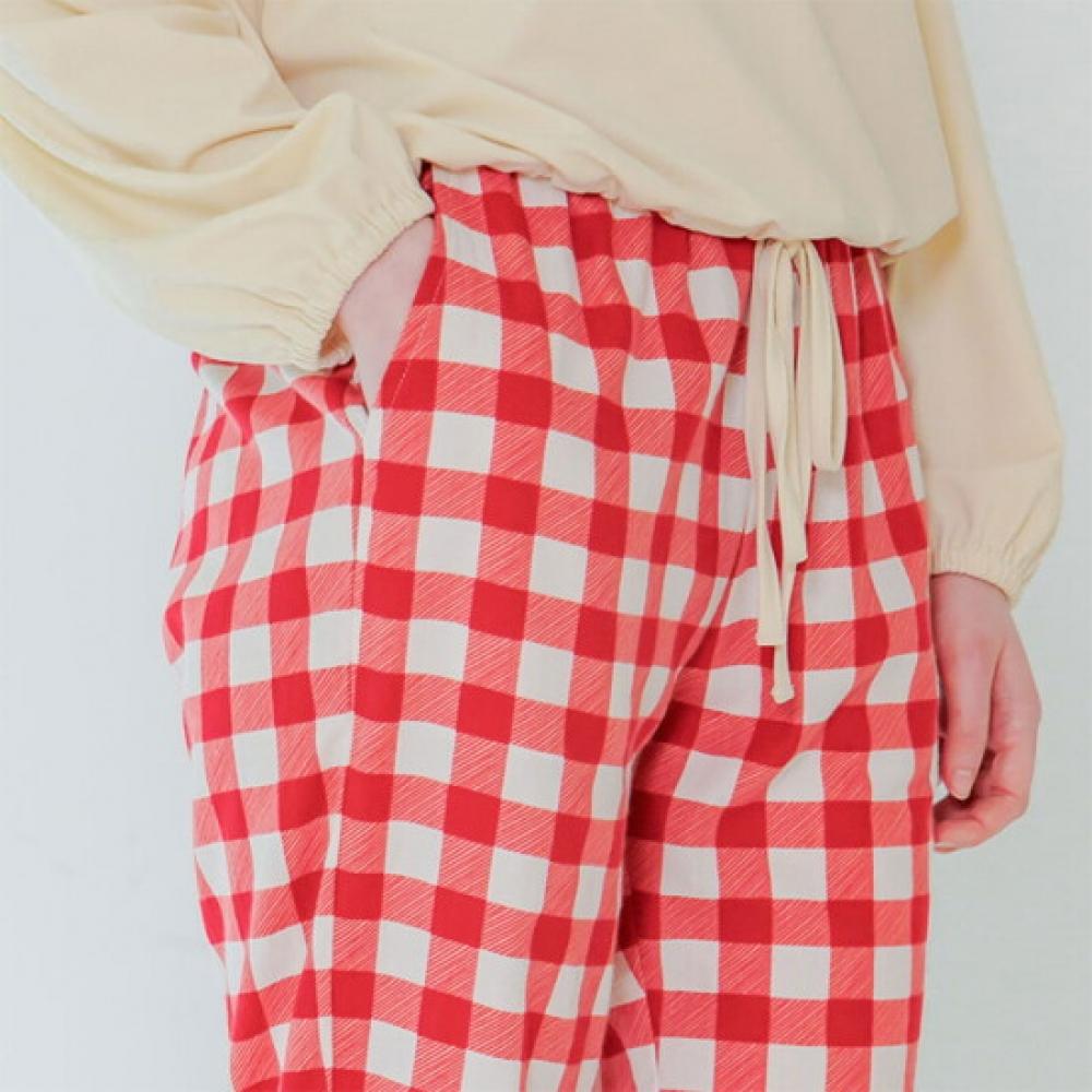 Sunday Lounge Women Red Check Long Pants Swjjapt0036