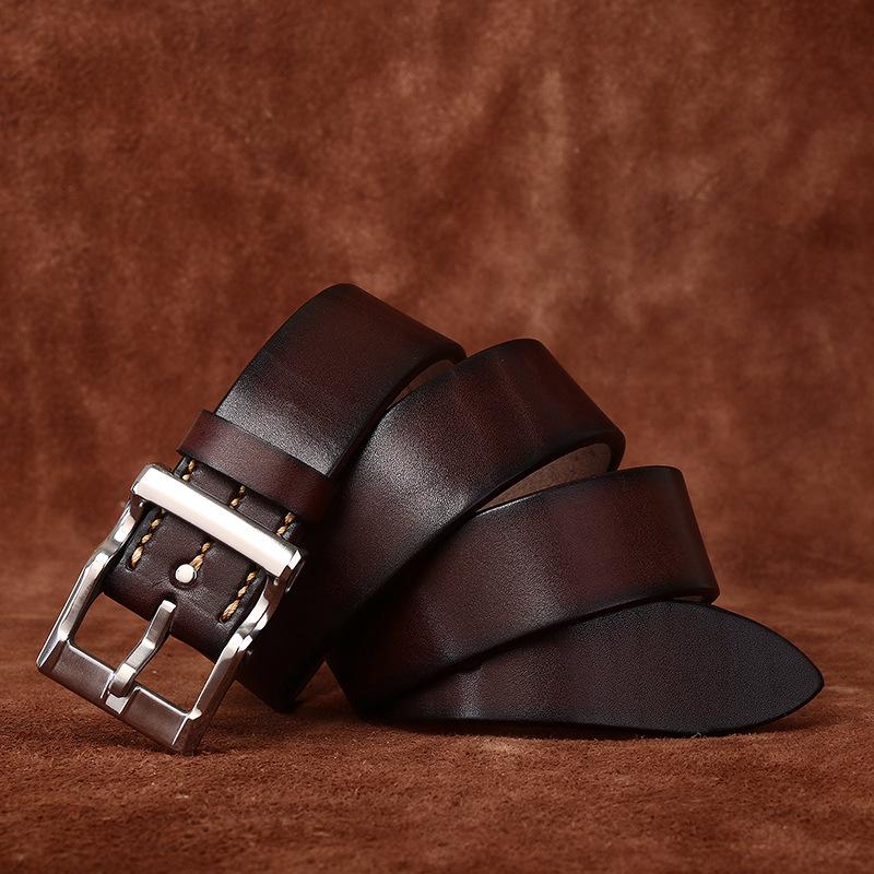 

Handmade Thick Top Grain Cowhide Belt - Men s Versatile Retro Leather Fashion 125cm