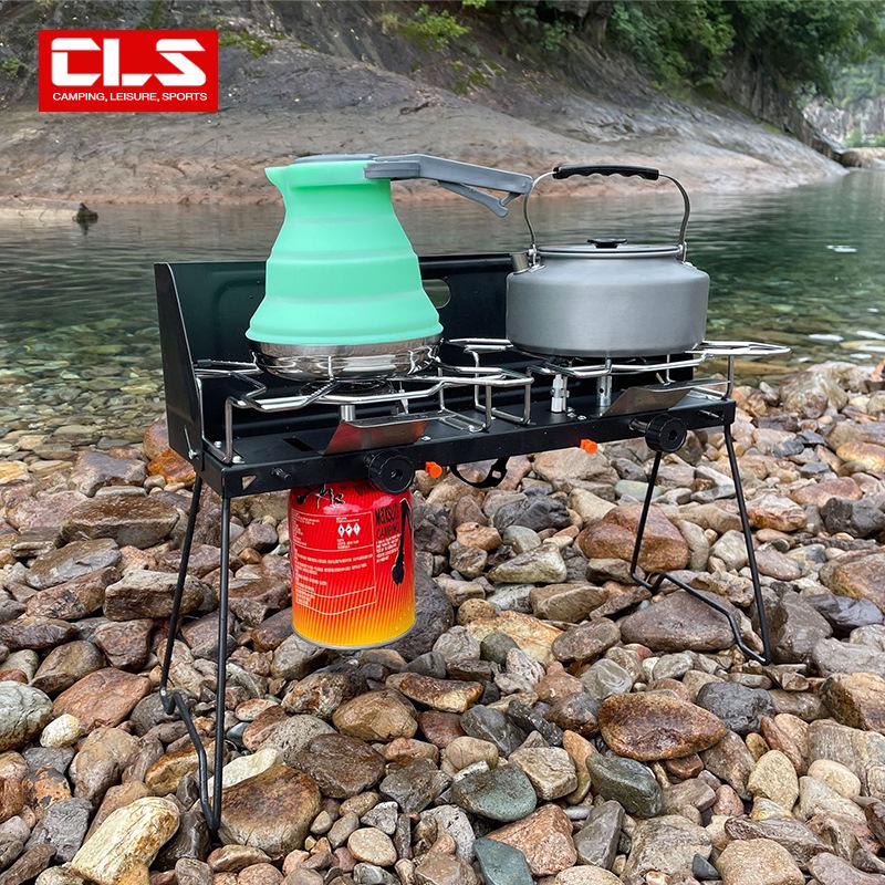 CLS Portable Folding Double-Burner Gas Camping Stove