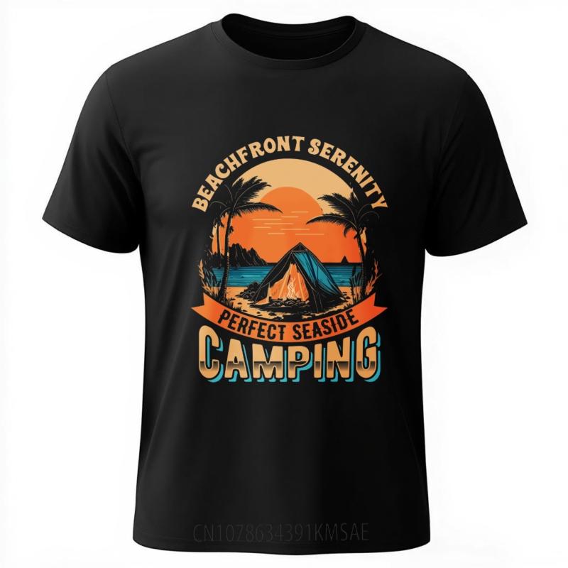 Fashionable Tee Workout Teeshirt O Neck Tshirt Vintage Beachfront Serenity Perfect Seaside Camping Trendy For Her Tshirt