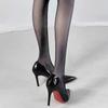 Women's Black Patent Leather Stiletto Heels with Side Cut and Red Bottom - Spring Collection