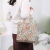 Kabelka s květinovým vzorem velké kapacity, estetická plátěná taška na oběd, etnický styl, taška přes rameno, do práce