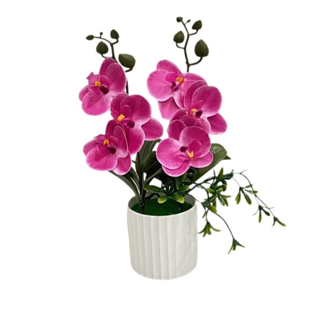Multicolor Butterfly Orchid Artificial Flower Plastic Faux Moth Orchid Potted  Desktop Oranemnt