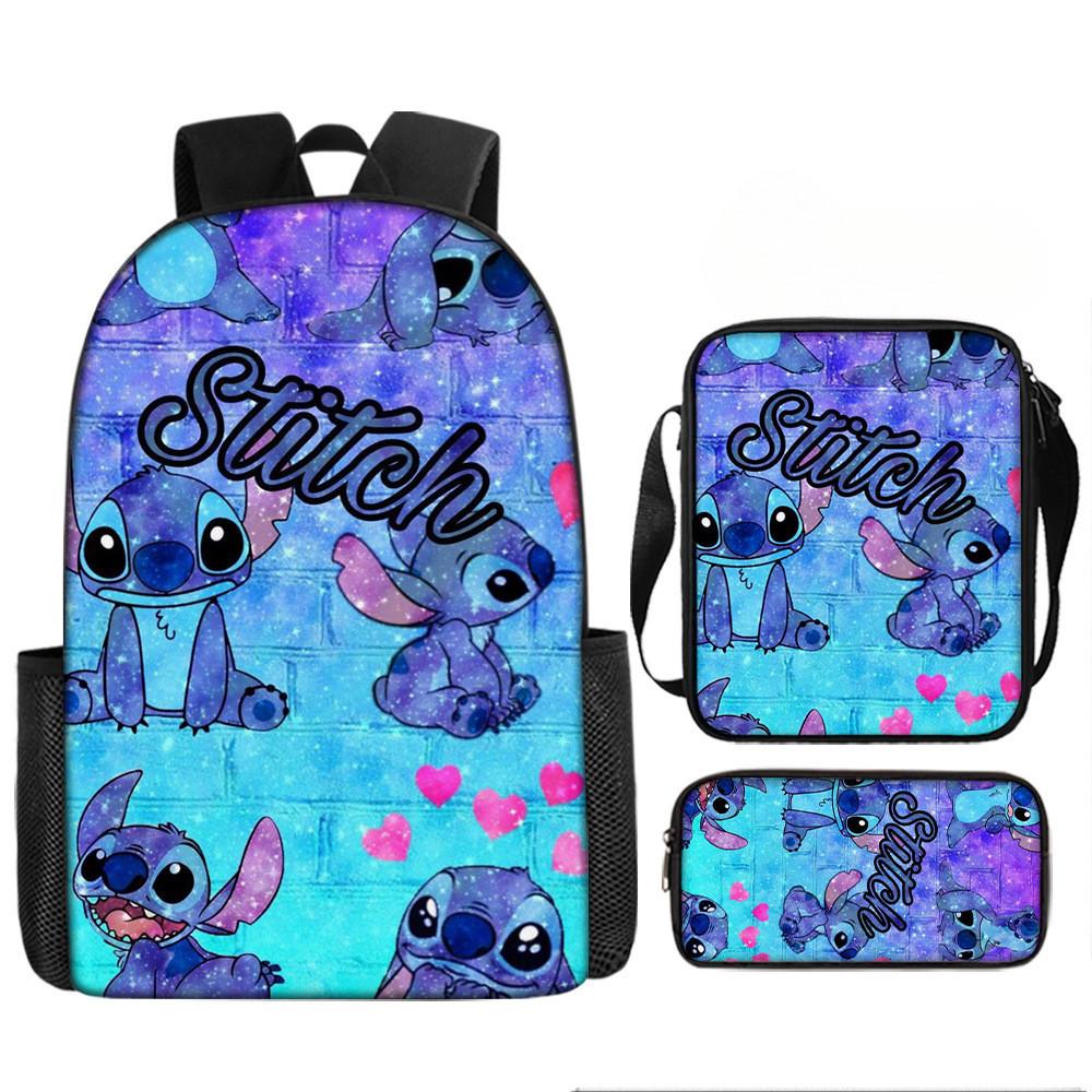 Disney Stitch School Backpack Oxford Cloth Lightweight Breathable Bookbag For Kids