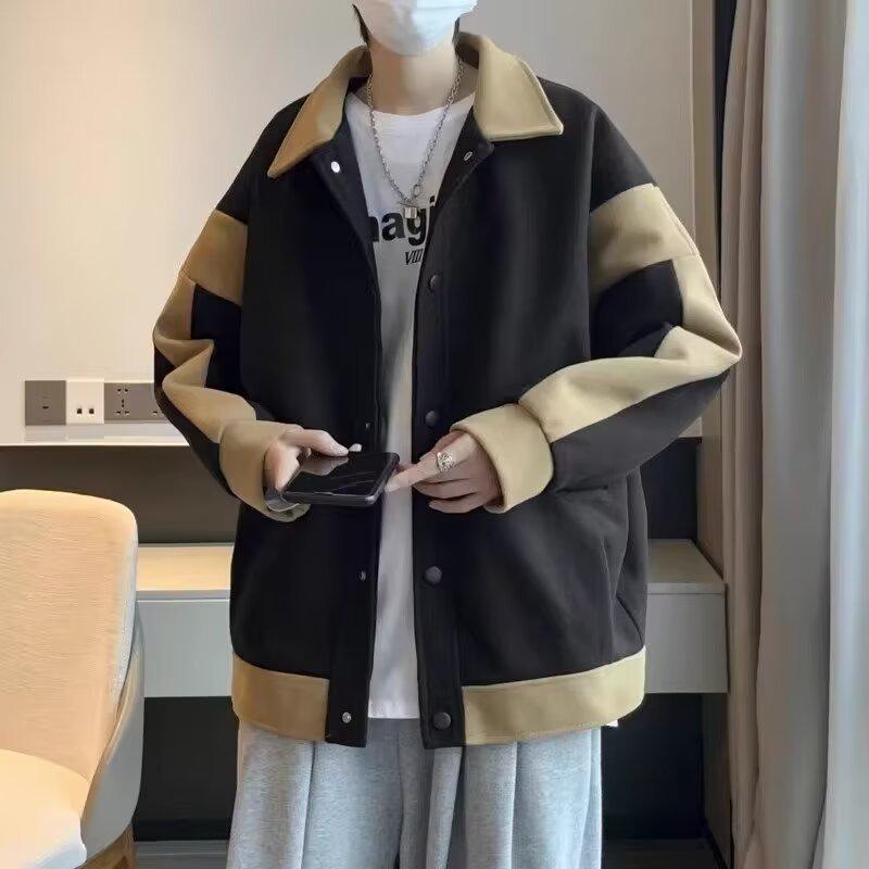 2025 Korean-Style High-End Loose Patchwork Fabric Windbreaker - Autumn/Winter Trendy Short Jacket