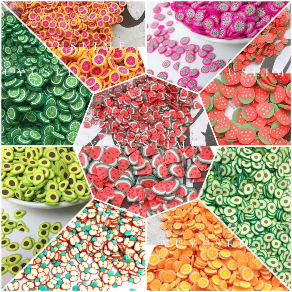 5mm Polymer Clay Slices for Nail Art, DIY Crafts: Fruit, Animal, Flower, Smiley Face, Heart Shapes