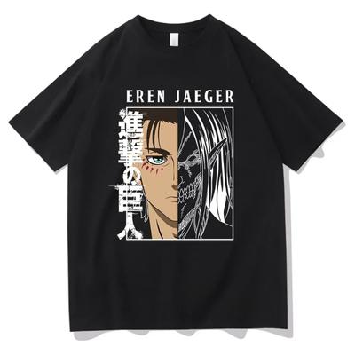 Camiseta de anime Attack on Titan AOT Eren Yeager con estampado gráfico, ropa, tops, camiseta de manga corta de algodón a la moda para mujeres y hombres