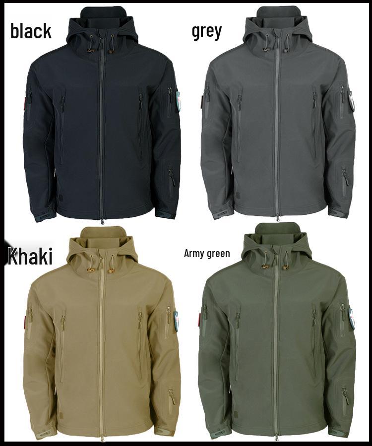 Men's Sharkskin Softshell Tactical Jacket: Windproof, Waterproof, Fleece-Lined for Autumn and Winter