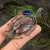 Rhodonite Gemstone Copper Wire Wrap Jewelry Pendant 3.23"