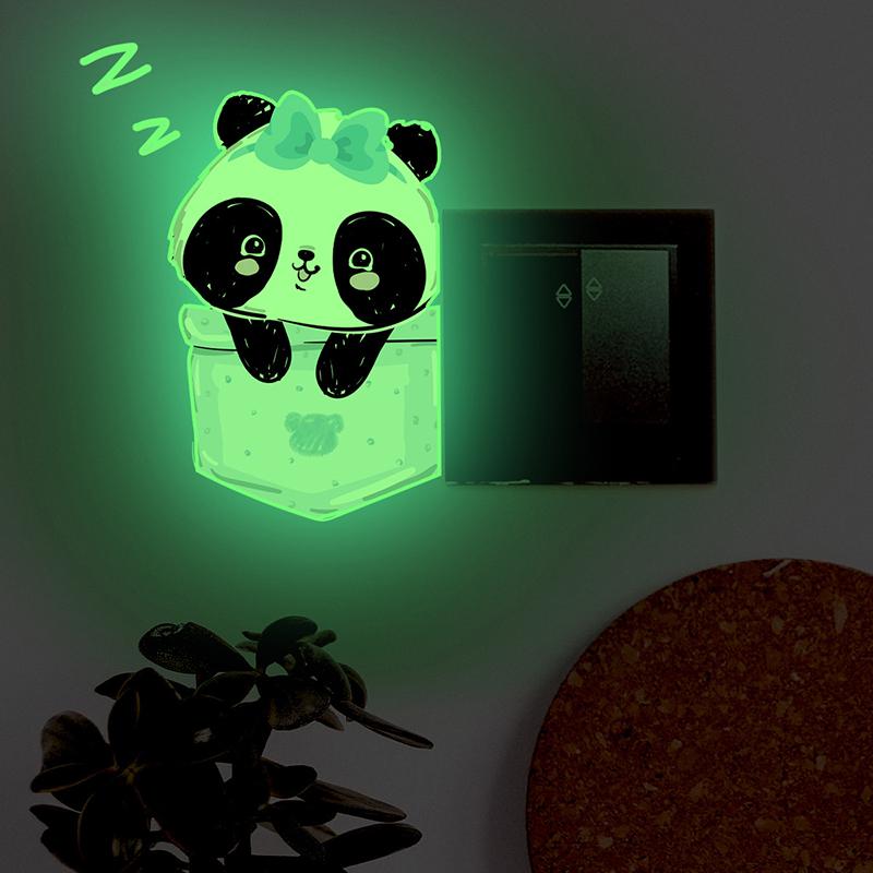 Red Panda Sleep Glow-In-The-Dark Switch Wall Stickers Bedroom Living Room Decoration Self-Adhesive Wall Stickers