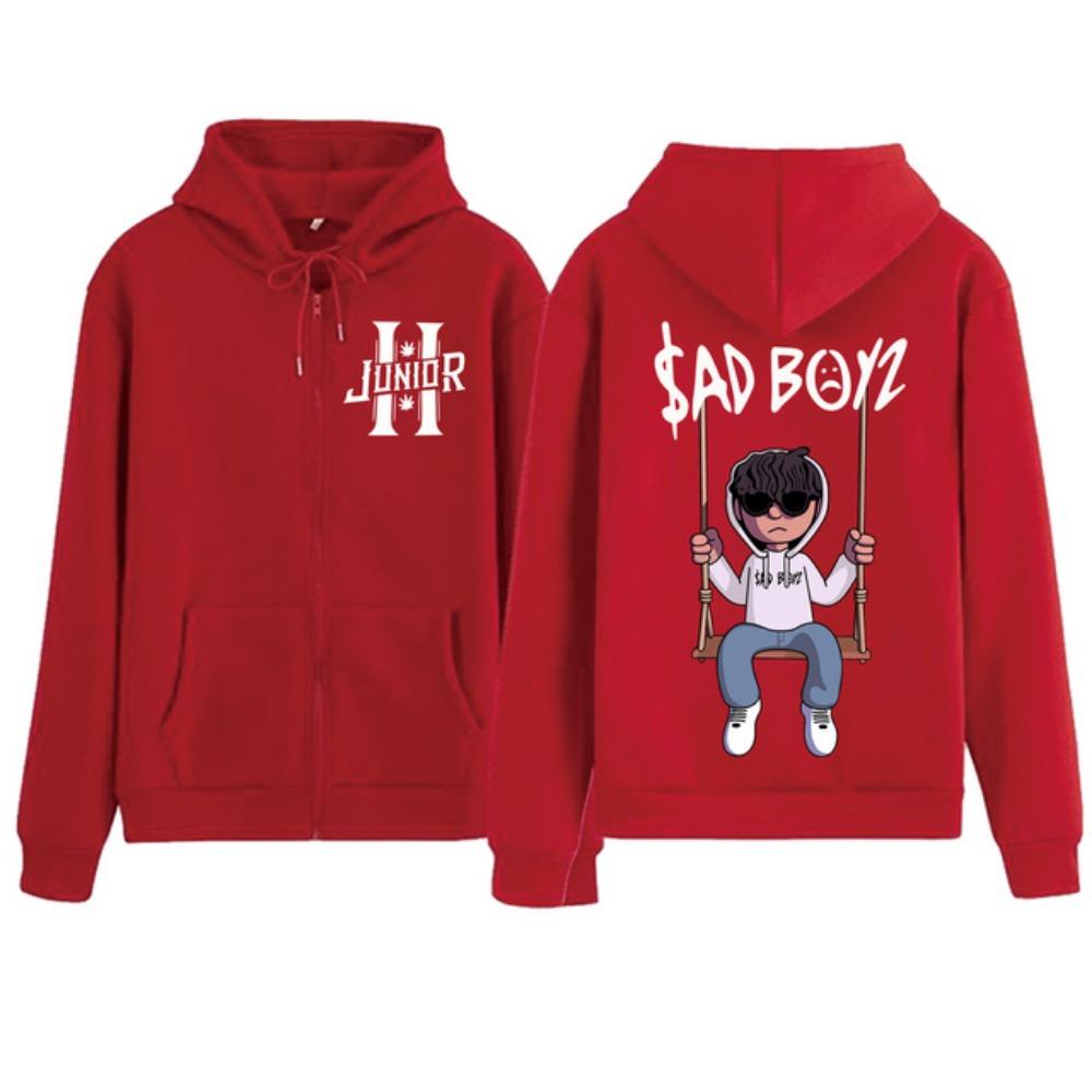 

Junior H Sad Boyz Hooded Sweatshirt Zipper Harajuku Sweater Top Street Fan Gift Unisex XXL