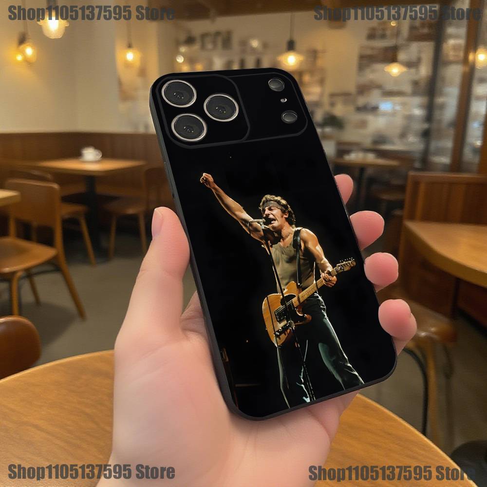 Custodia per Telefono Guitarist B-Bruce Springsteen Per iPhone 17,16,15,14,13,12,11,Pro,XS,Max,XR,Plus,E,SE4,Mini Cover Morbida Nera