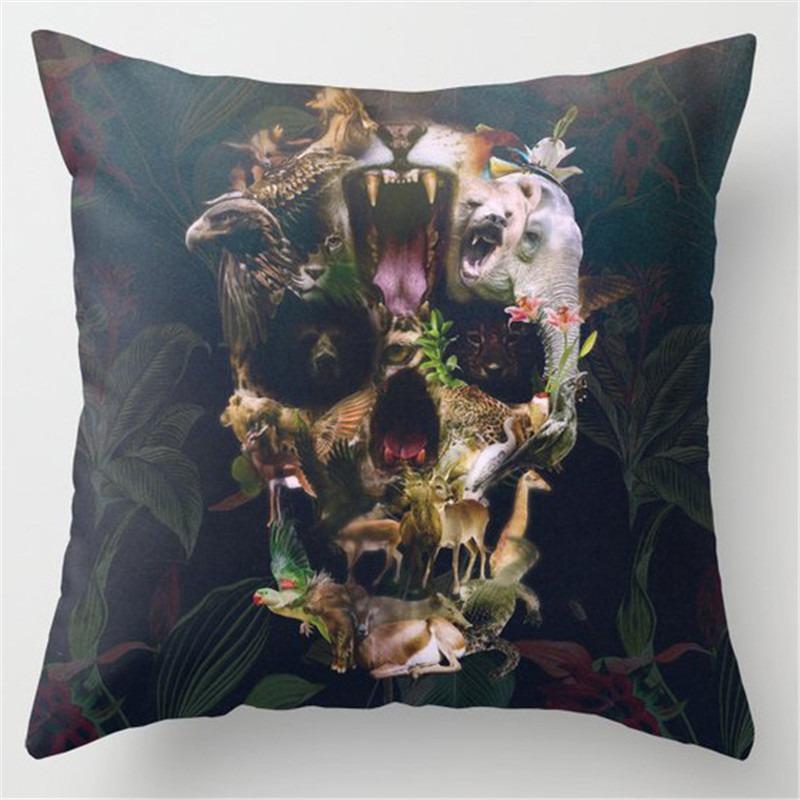Bürostuhl Taillenkissenbezug Punk-Stil Schädel-Kissenbezug Heimdekoration Sofa-Kissenbezug