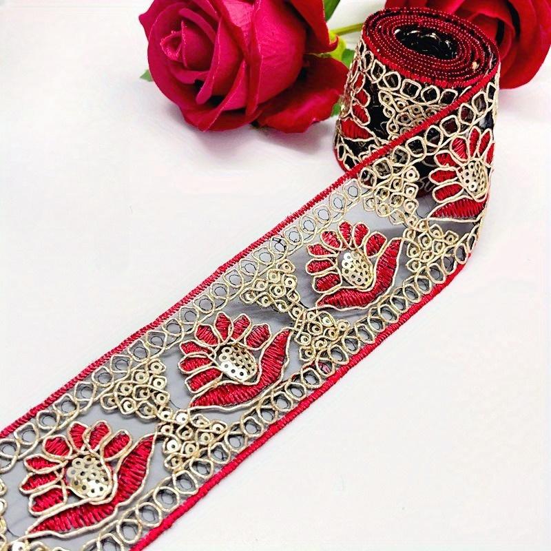 10 Yards Embroidered Lace Trim Ethnic Jacquard Ribbon DIY Clothing Accessories Sewing Craft Wrapping Decoration Material