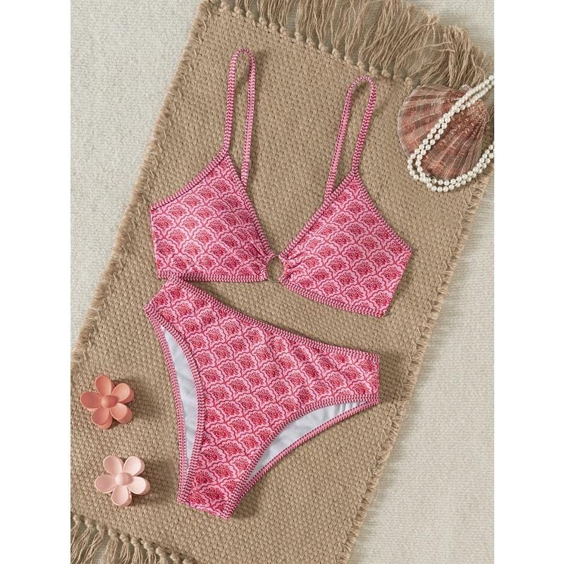 Маленький цветочный треугольный верх сексуальный бикини купальник купальник женский XL