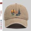 Mountain Bear Sunset Graphic Washed Cotton Baseball Cap Outdoor Adjustable Snapback Hat