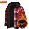 Men's Plaid Flannel Shirt, Long Sleeve Square Collar Button-Up Shirt, Regular Fit Heavyweight Multi-Pocket Winter Shirt
