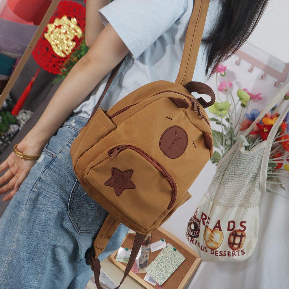 Animal Cartoon Capibala Backpack Cartoon Capybara Shoulders Bag  Daily Commute