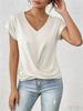 2026 Hot Sale Women's Solid Color V-neck T-shirt, Elegant Short-sleeved Top for Spring/Summer, European American Style