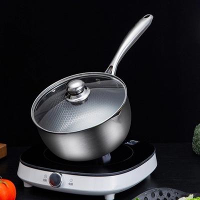 Versatile Versatile Stainless Steel Pot with Cover 18cm Non-Stick Food Pot Frying Stir-Frying Cooking Boiler Kitchen