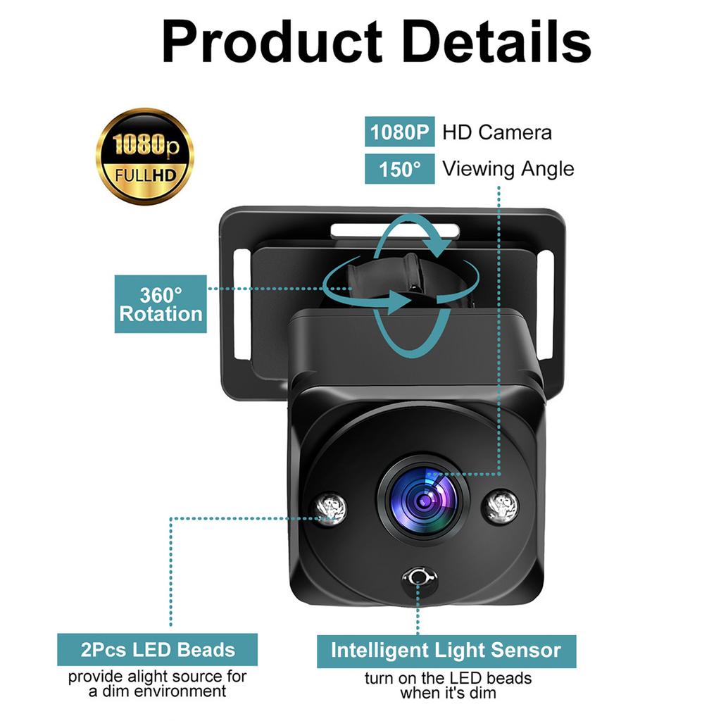 1080P Baby Car Camera, 4.3  Baby Monitor with Night Vision Function and 150 degrees  Wide View, 360 degrees  Rotation