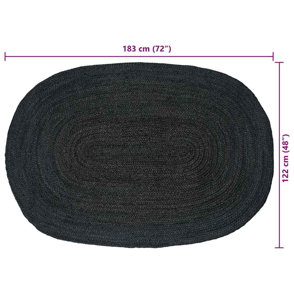 Area Rug Dark Grey 122 x 183 cm Jute