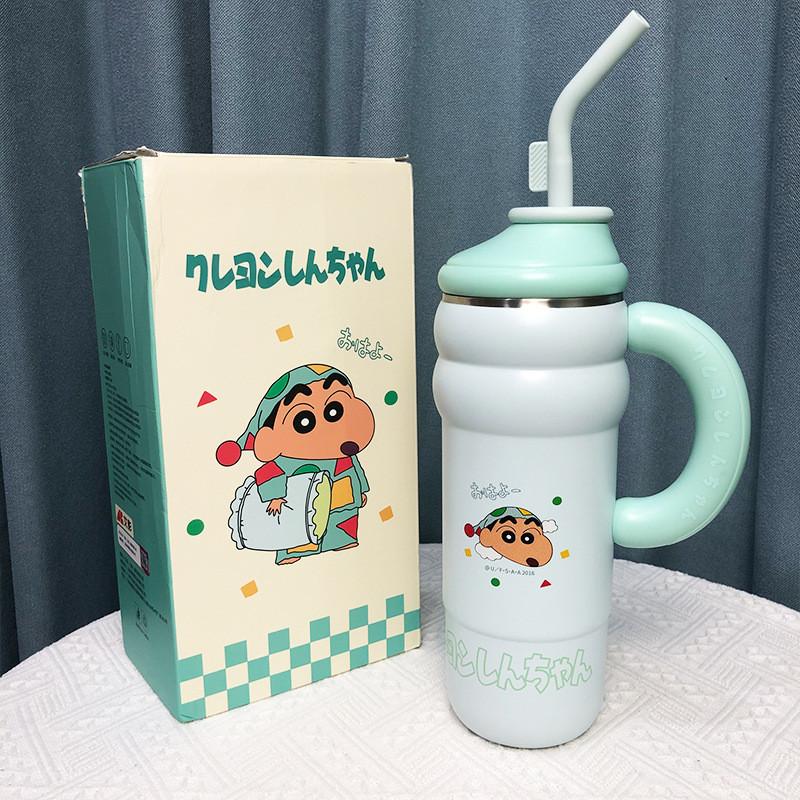 Crayon Shinchan Kids Travel Insulated Water Bottle With Straw Handle For Outdoor Activities