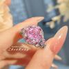 Bird‑Nest Cut Full‑Pavé Ring Royal‑Style Rose Gradient Pink Zircon Medieval Old‑Money Super Sparkling Starry Decor Finger Ring