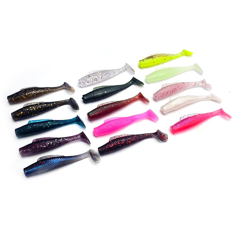 Schwimmender T-förmiger Weichköder: Schwarzer Bionic-Köder für Barsch, Mandarinfisch und Wurzelfisch