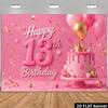 Fundo 2D para Aniversário de 13 Anos de Menina Adolescente, Rótulo "Feliz 13 Anos" e Fundo para Fotografia com Balões