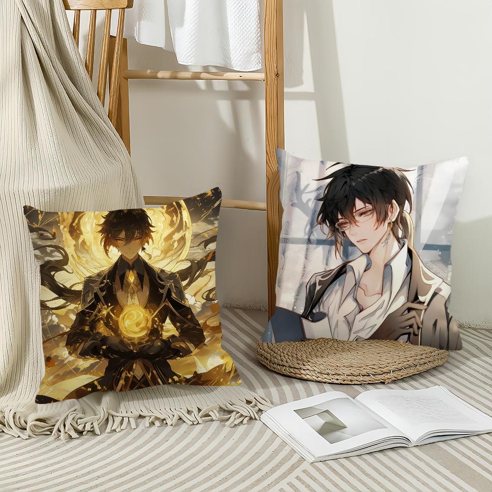 Game Genshin Impact Zhongli Pillow Case Home Cushion Cover Suitable For Office Sofa Car Suitable For All Seasons