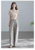 Elegant Cotton Lyocell High Waist Wide Leg Women's Pants