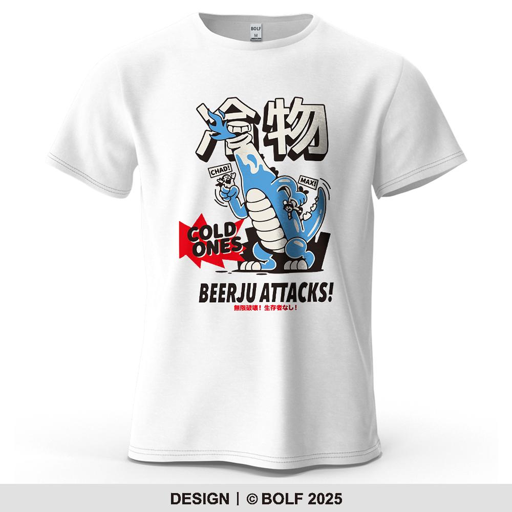 Beerju Dinosaur Cartoonish Printed Men's T-Shirt Oversized Humorous Graphic Tees for Women Tops Tees Streetwear